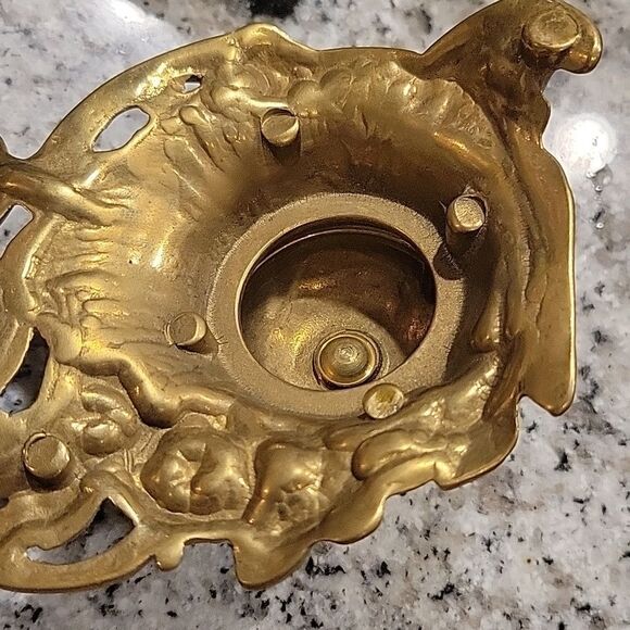 Vintage Italian Inkwell bird art nouveau brass - Picture 12 of 12